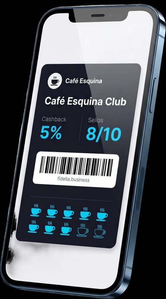Tarjeta de fidelidad de un café en un celular